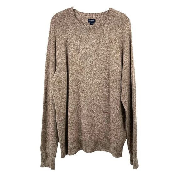 NEW J. Crew Crewneck sweater in supersoft lambswool blend Size XL neutral tan br - Picture 1 of 4